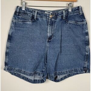 VINTAGE ESSENTIALS High Waisted Denim Mom Shorts Blue Cotton Sz 10 Y2K